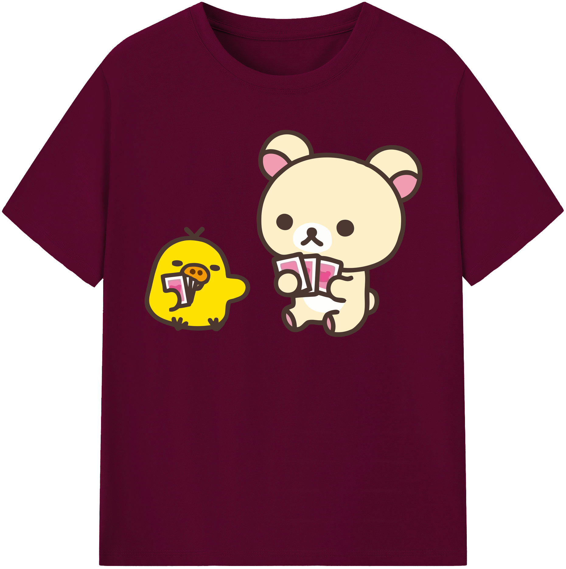 （画像用） リラックマ リラックマ キイロイトリ Rilakkuma Korilakkuma Kiiroitori レディースカジュアルプリントTシャツ（綿100％）